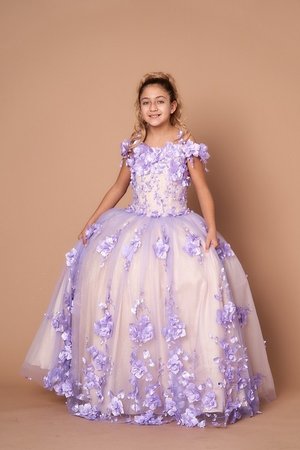 3D Flower Lilac Mini Princess Dress